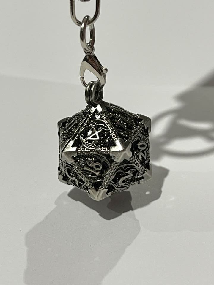 d20 Cage Keychain with Mini-Dice