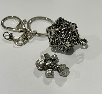 d20 Cage Keychain with Mini-Dice