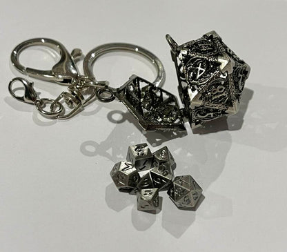 d20 Cage Keychain with Mini-Dice