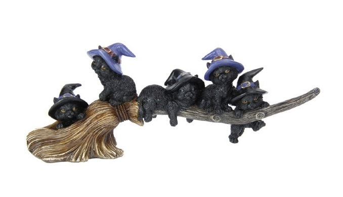 Black Kittens Riding Witches Broom