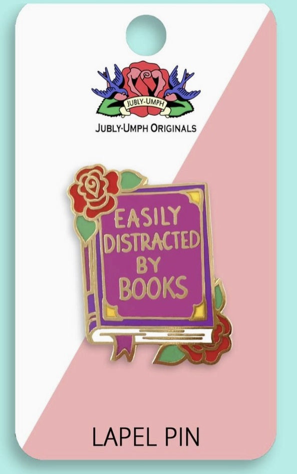 Easily Distracted by Books Pin