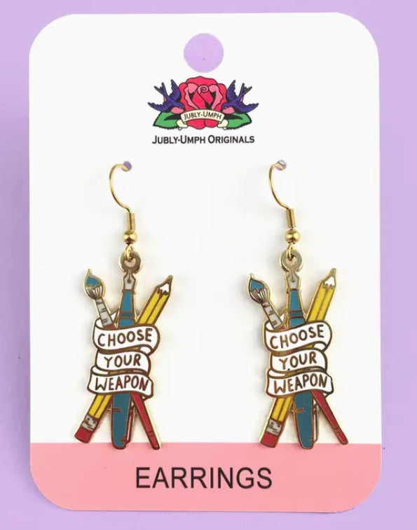 Jubly-Umph Choose Your Weapon Enamel Earrings