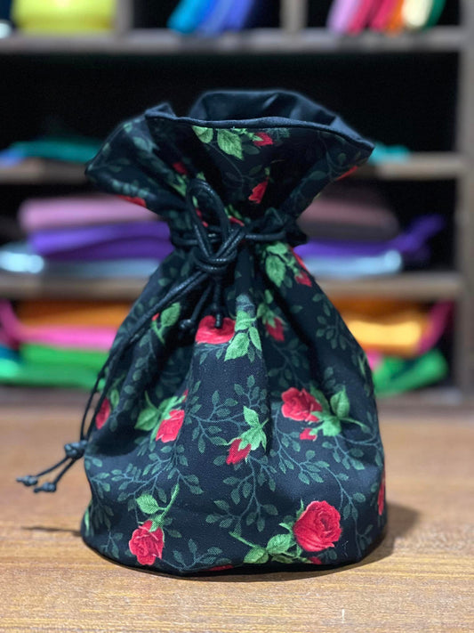 Dice Bag: Red Rose (handmade)