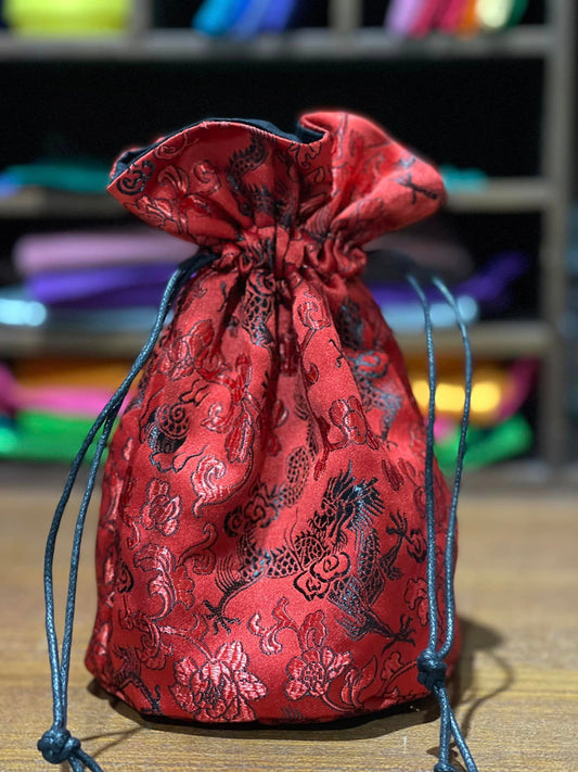 Dice Bag: Brocade Dragon (handmade)