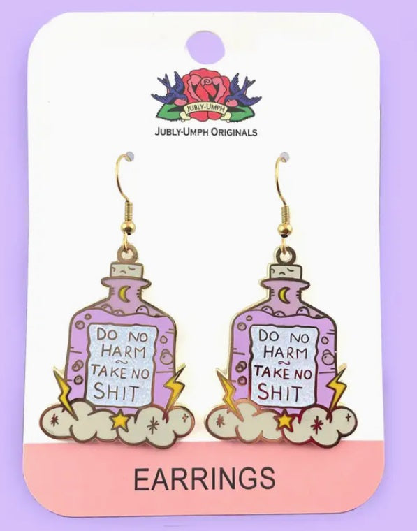 Jubly-Umph Do No Harm Take No Shit Enamel Earrings