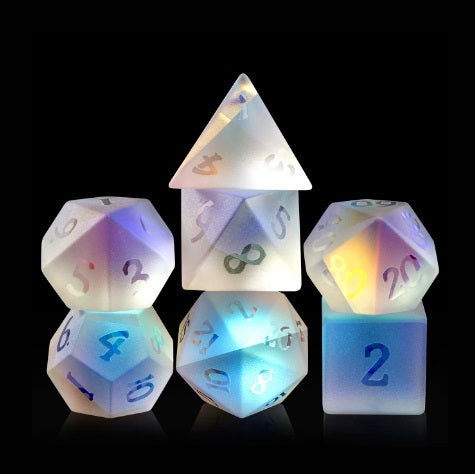 Frosted Prismatic Glass Dice Set