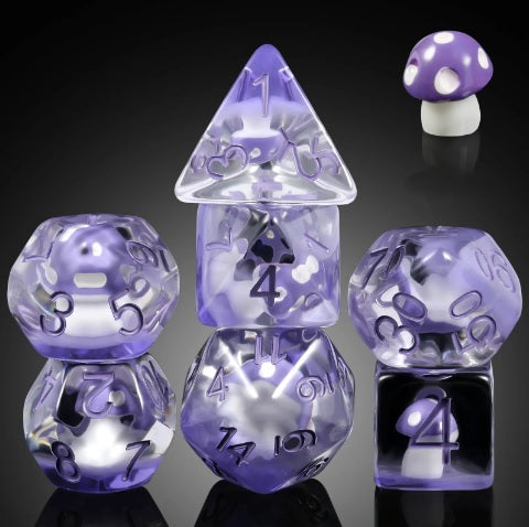 Purple Toadstool Dice Set