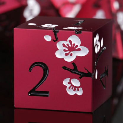 Red with White Blossom Dice Set