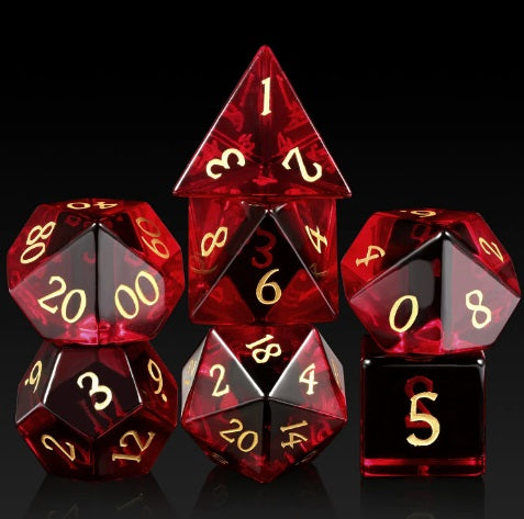 Red Glass Dice Set