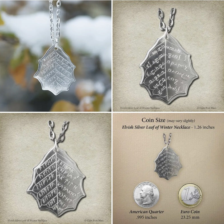 Pure Silver Elvish Leaf of Winter Necklace